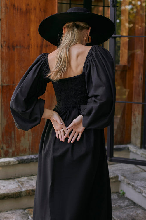 Alila Smocked Linen Midi Dress-3